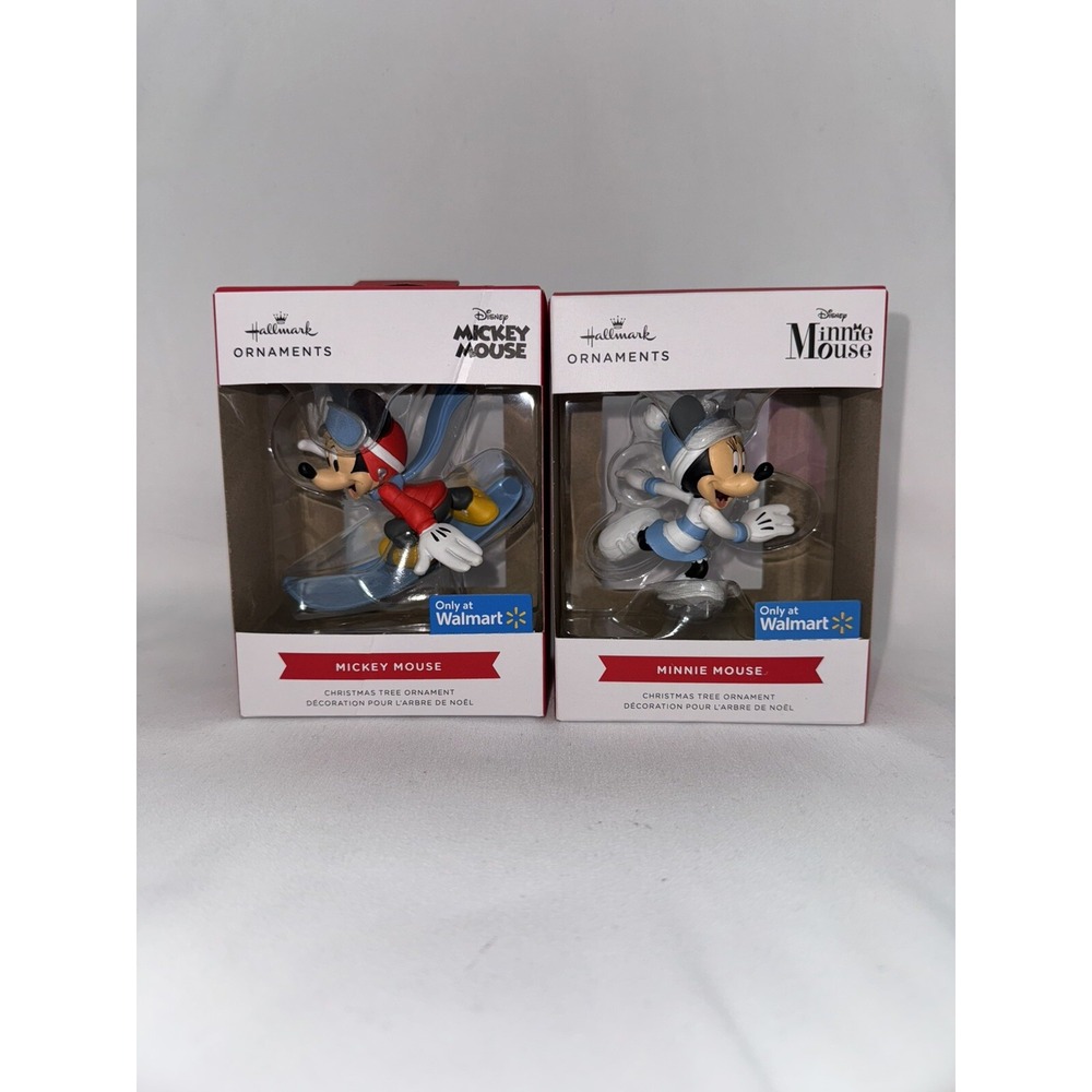 Hallmark 2024 Mickey and Minnie Mouse Walmart Exclusive Ornaments Skiing